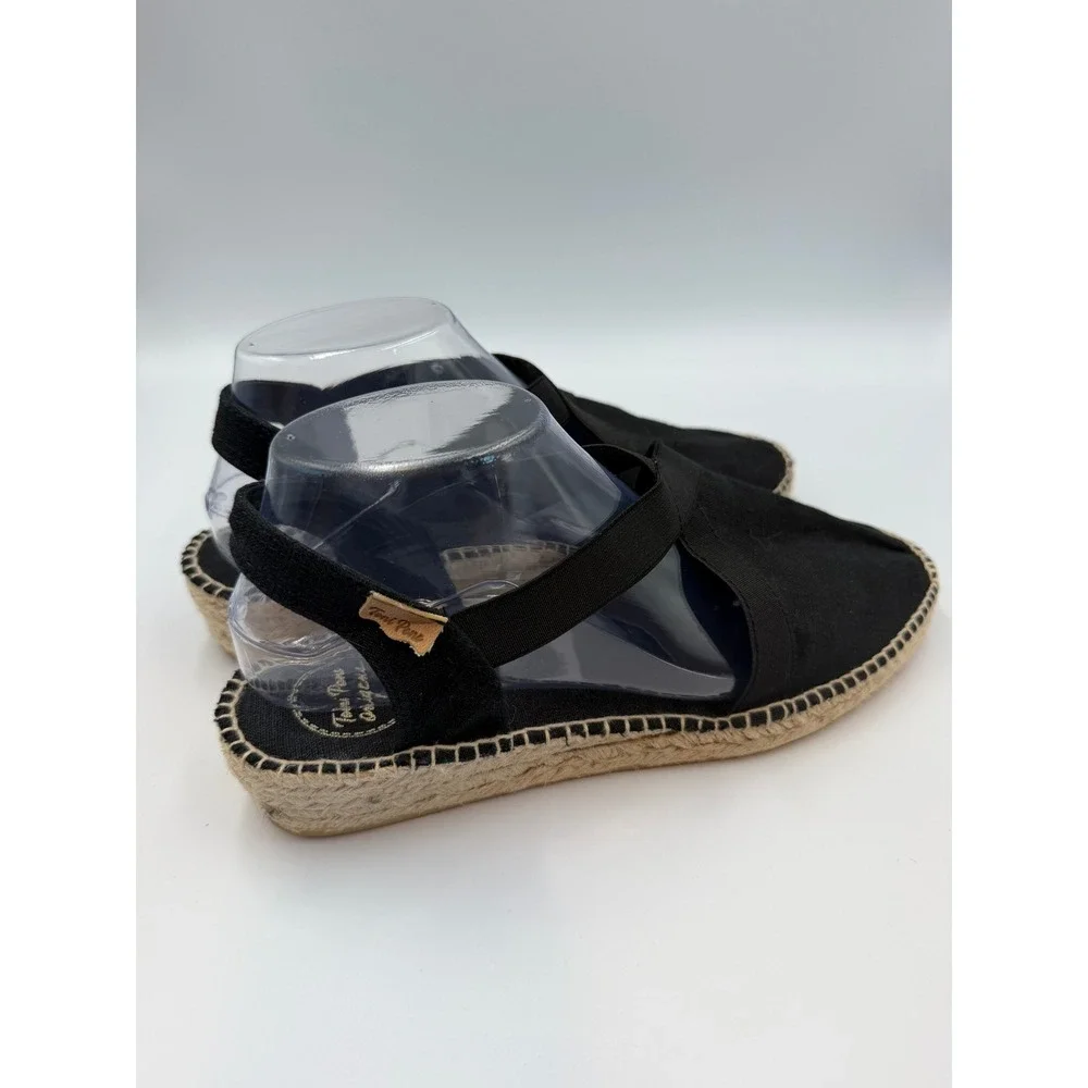 Toni Pons Origins Black Canvas Espadrille Sandals Elastic Straps Spain Womens 10